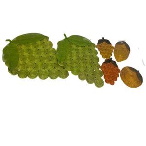 VTG Abaca Fiber Woven Trivets & Coasters SET of 6 Fruit Home Decor Accents